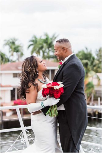 Bride and groom on boat South Florida Wedding