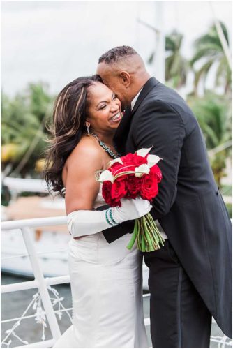 Bride and groom on boat South Florida Wedding