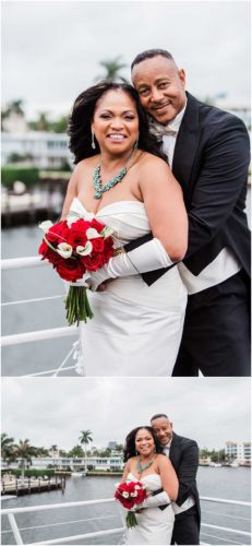 Bride and groom on boat South Florida Wedding