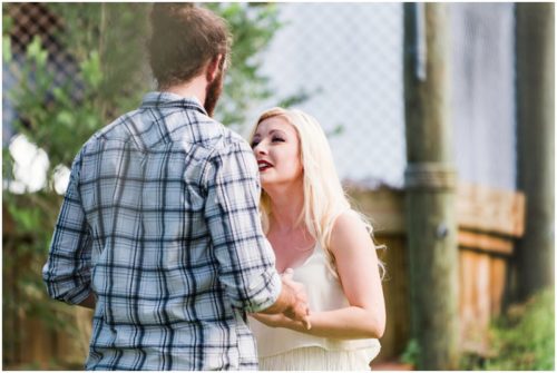 Bride crying at Up the Creek Farms engagement