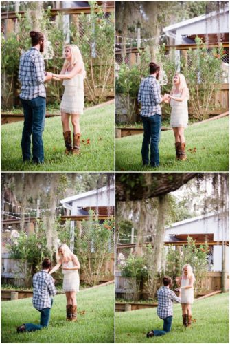 Groom proposing at Up the Creek Farms engagement