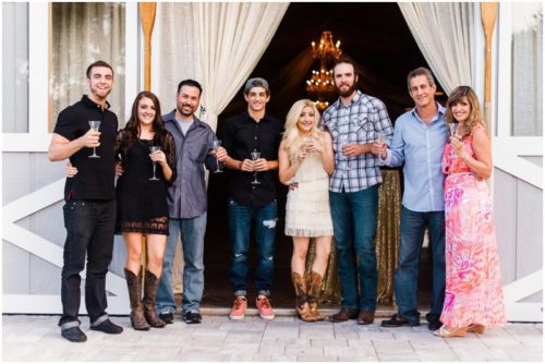 Whole family celebrating at Up the Creek Farms engagement