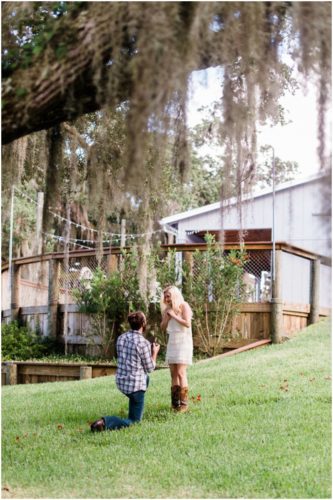 Groom proposing at Up the Creek Farms engagement