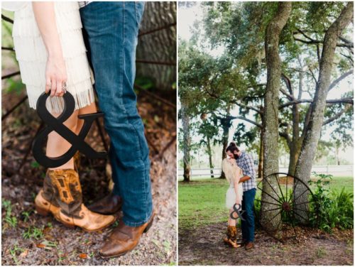 Couple under tree at Up the Creek Farms engagement