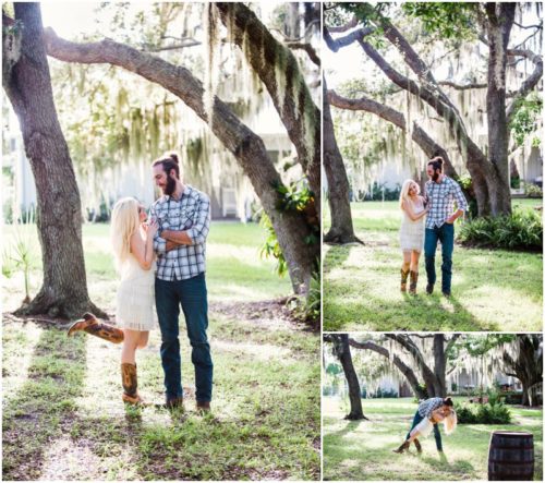 Couple hugging at Up the Creek Farms engagement