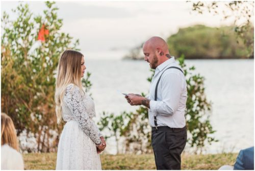 vows at Chart House waterfront Wedding