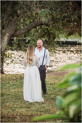 Vows at Chart House waterfront Wedding