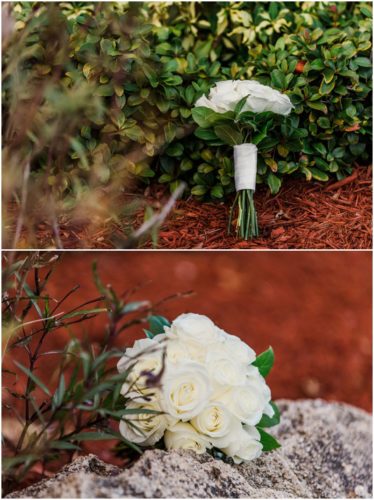 White rose bouquet at waterfront wedding at Chart House