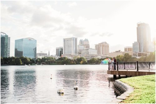 downtown orlando during Lake Eola engagement