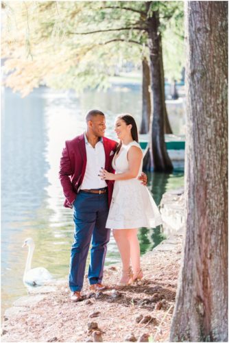 standing by banks of lake Lake Eola Engagment