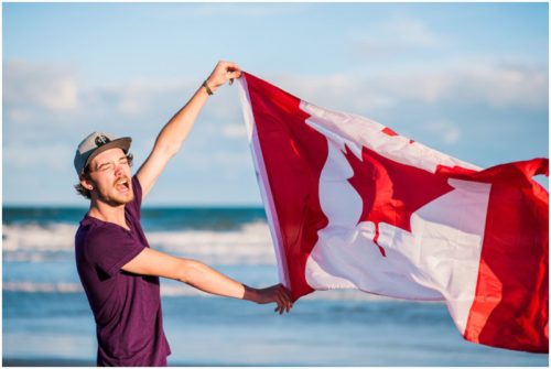 Canadian Flag at Jetty Park Engagement