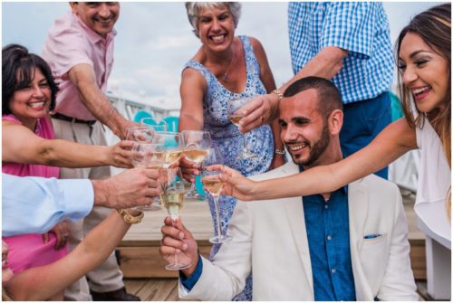 Toasting with champagne