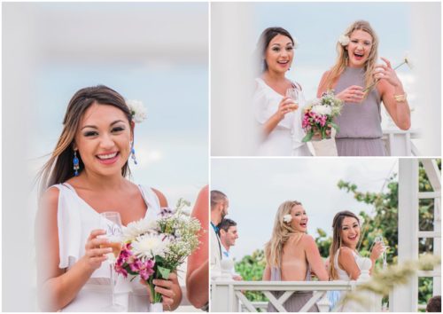 Ceremony on beach Bride and groom at beach elopement at Windemere by the Sea