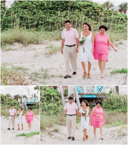 Ceremony on beach Bride and groom at beach elopement at Windemere by the Sea