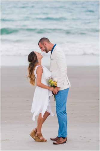Bride and groom at beach elopement at Windemere by the Sea