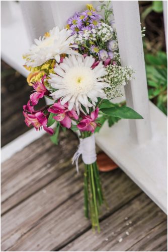 bridal bouquet at beach elopement at Windemere by the Sea