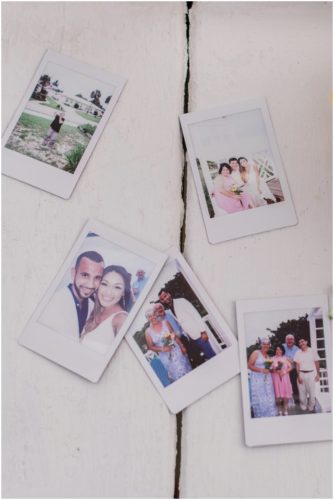 polariod pictures at beach elopement at Windemere by the Sea