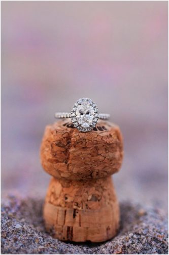 Engagment ring on cork at Melbourne Beach Proposal