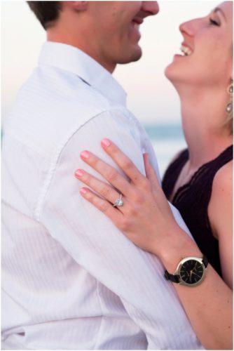 Couple hugging and ring at Melbourne Beach