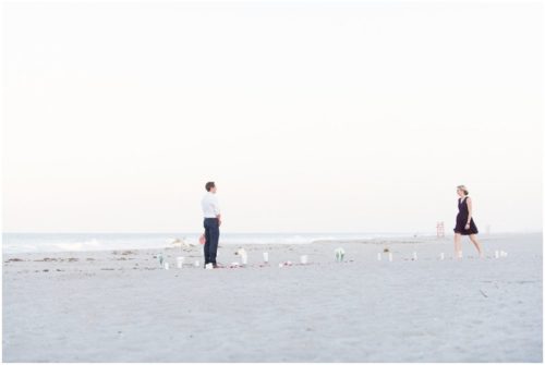 Bride walking down beach to groom during Melbourne Beach Proposal