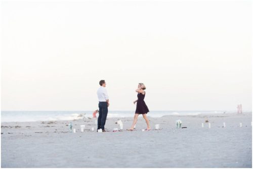 Bride walking down beach to groom during Melbourne Beach Proposal
