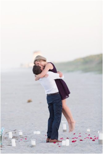 Hugging during Melbourne Beach Proposal