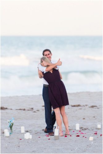 Groom giving thumbs up after Melbourne Beach Proposal