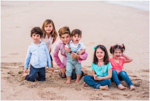 grandkids on beach at Melbourne Beach family portrait session