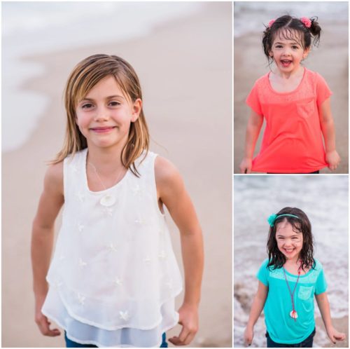 Kids on beach at Melbourne Beach family portrait session
