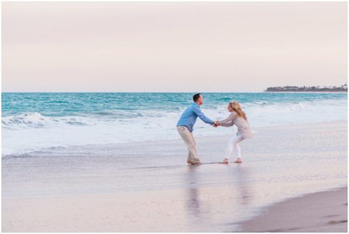 playing by water at Vero Beach Engagement