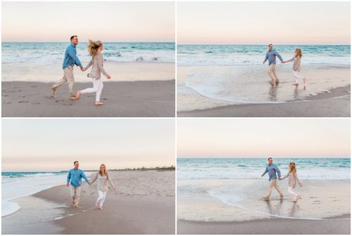 couple walking on beach at Vero Beach Engagement
