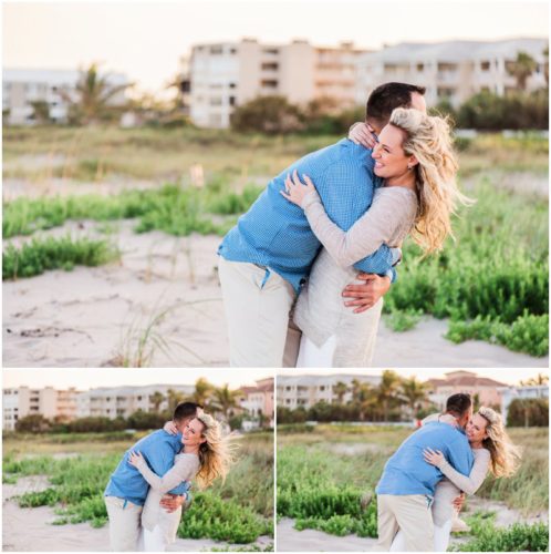 playing by dunes at Vero Beach Engagement