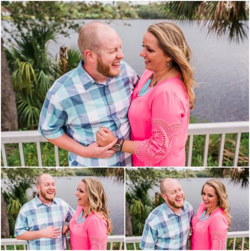 Couple laughing by Turkery Creek t Melbourne engagement photography session