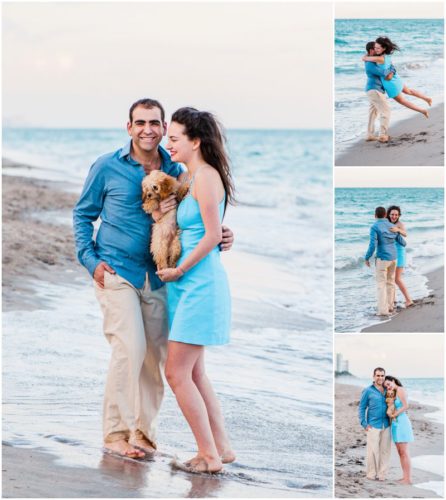 playing by edge of ocean South Florida engagement