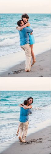 twirling on beach during South Florida engagement