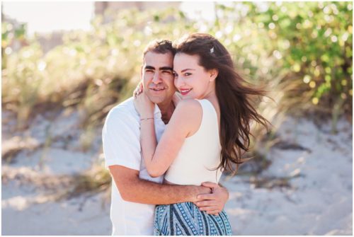 couple hugging each other during south Florida engagement