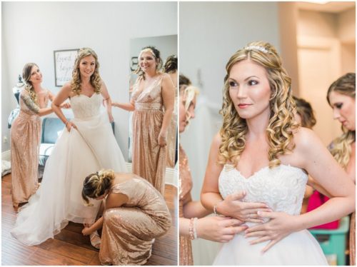 Bride with bridesmaids at Crystal Ballroom Wedding