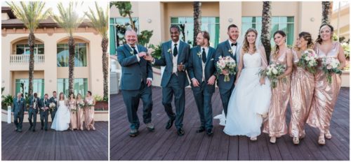 Bridal party walking at Crystal Ballroom Wedding