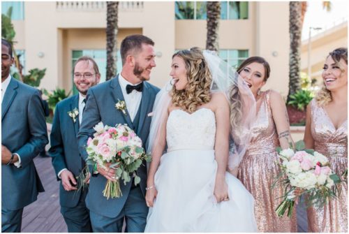 couple laughing at Crystal Ballroom Wedding