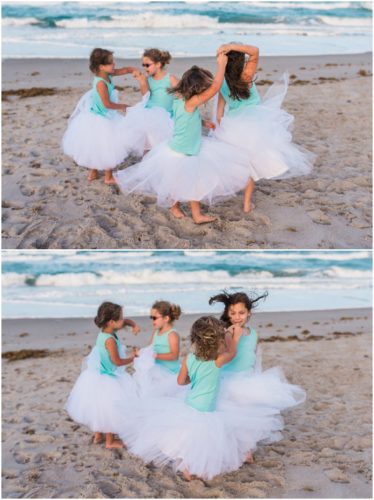 Girls twirling each other during Melbourne Beach Family Photography session