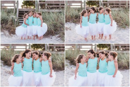 Little girl cousins laughing during Melbourne Beach Family Photography session