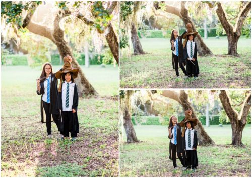 Fun Family Portraits son getting sorted by Harry Potter hat