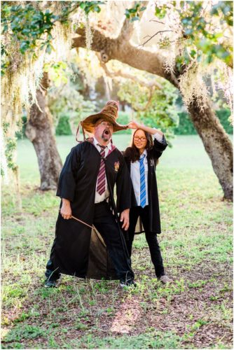Fun Family Portraits Dad getting sorted by Harry Potter hat