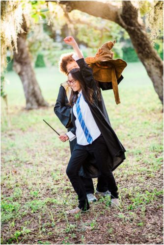 Fun Family Portraits girl with sorting hat happy