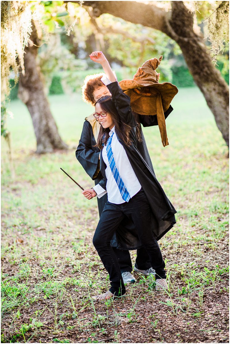 Fun Family Portraits girl with sorting hat happy