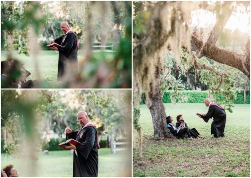 Fun Family Portraits Family in robes and wands with Dad reading to family