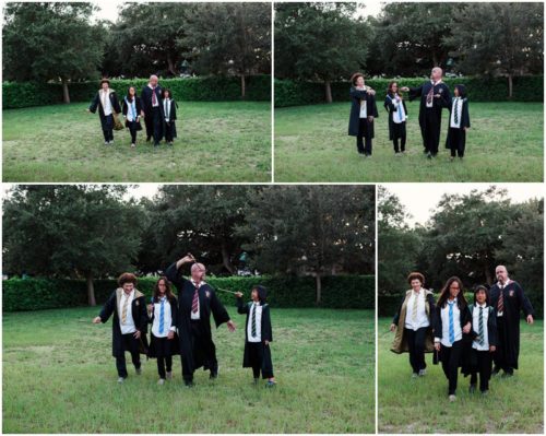 Fun Family Portraits Family in robes and wands