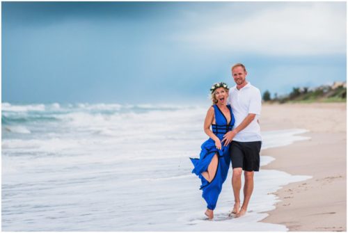 Playing in ocean with storm closing in