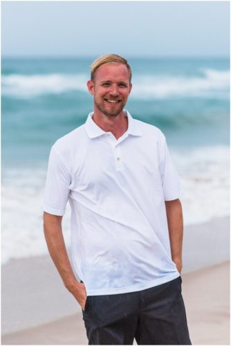 Just the groom with ocean during Melbourne Beach Florida engagement session
