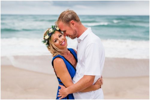 Smiling bride with ocean during Melbourne Beach Florida engagement